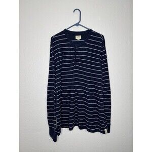 Todd Snyder Shirt Mens 2XL XXL Blue Henley Knit Striped Long Sleeve Outdoors